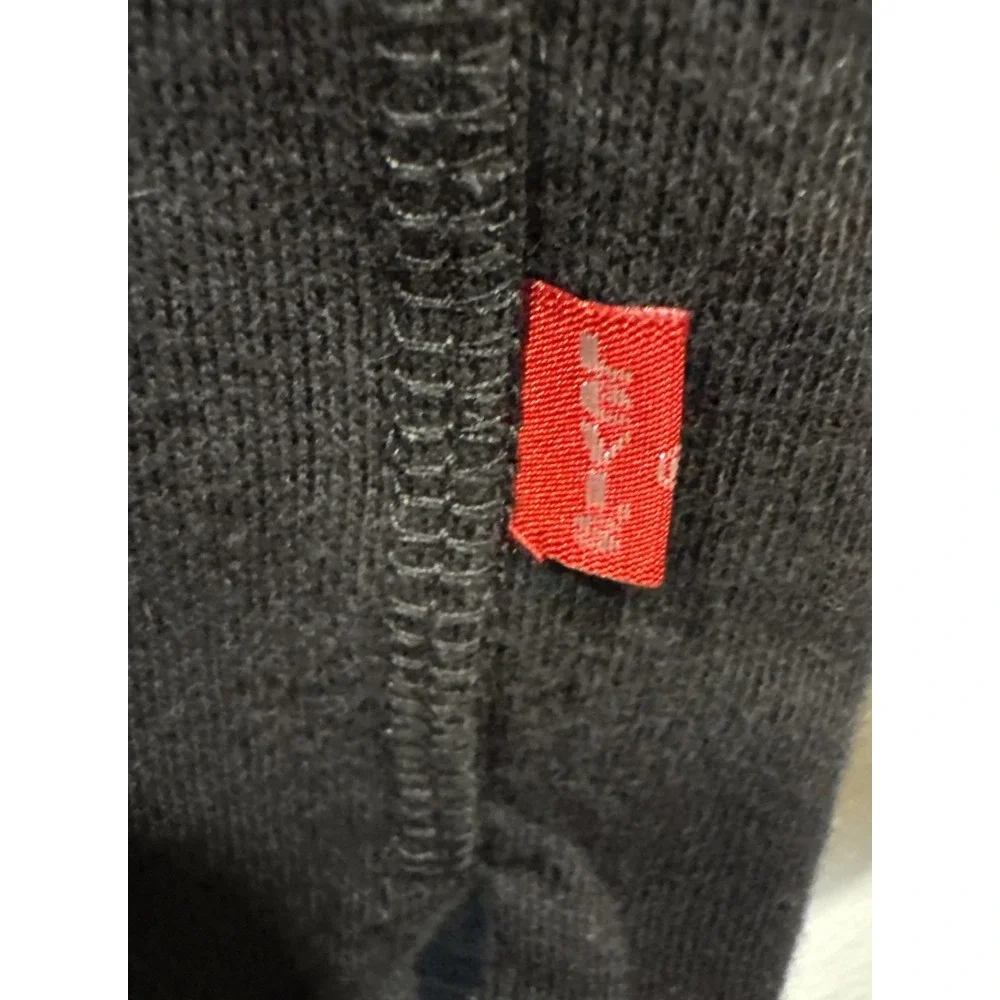 Levi's Crewneck Sweatshirt Mens L Black Chenille Batwing Logo Graphic Pullover‎